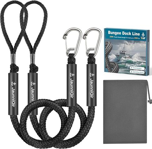 خطوط قفص الاتهام بنجي للقوارب 4.3 قدم، 2 حزمة خطوط قفص الاتهام مع 316 مقاطع غير القابل للصدأ ل PWC، جت سكي، قوارب الكاياك، المائية، عائم، امتصاص الصدمات التعادل قبالة داونز قارب رباط الحبال الملحقات in Kuwait