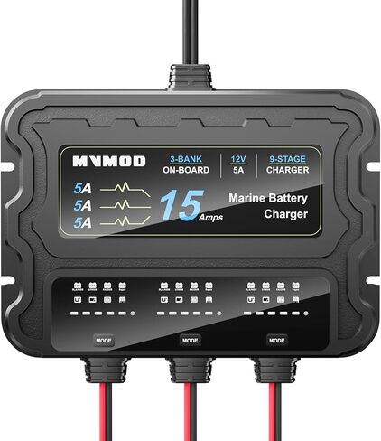 شاحن بطاريات 3 Bank Marine، 15A (5A/Bank) 12V IP68 شاحن بطارية ليثيوم مقاوم للماء على متن الطائرة لـ SLA/AGM، ليثيوم (LiFePO4)، بطاريات الكالسيوم in Kuwait