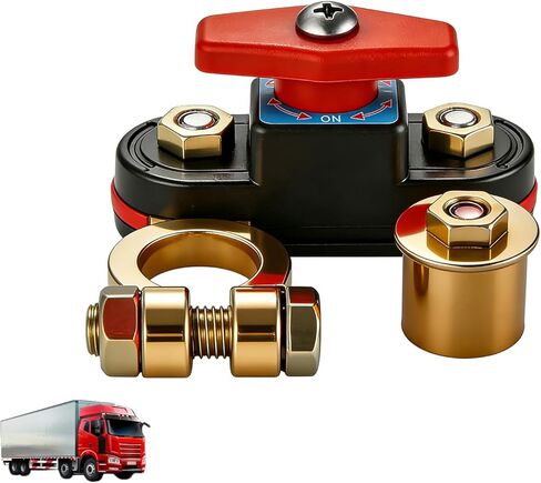Adjustable Battery Disconnect Switch, Pure Copper Manual Rotary Shut Off Switch for Car Truck RV Boat Marine, 12V 24V Power Control (1) in Kuwait