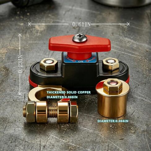 Adjustable Battery Disconnect Switch, Pure Copper Manual Rotary Shut Off Switch for Car Truck RV Boat Marine, 12V 24V Power Control (1) in Kuwait