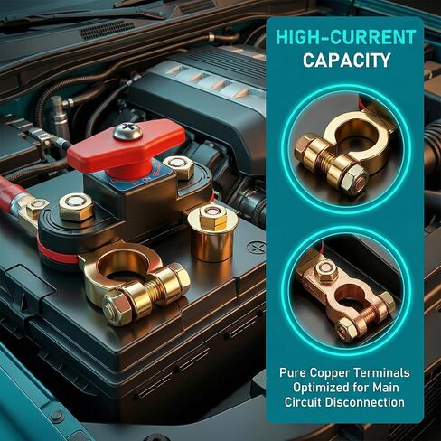 Adjustable Battery Disconnect Switch, Pure Copper Manual Rotary Shut Off Switch for Car Truck RV Boat Marine, 12V 24V Power Control (1) in Kuwait