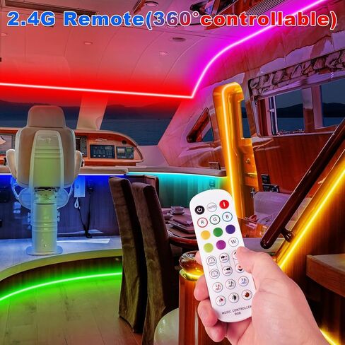 مصابيح LED للقوارب 50 قدم مقاومة للماء، شريط إضاءة بحري 12 فولت للقوارب، شريط LED بحري RGB 12 فولت مع تطبيق وجهاز تحكم عن بعد للداخلية والخارجية العائمة، إضاءة صيد ليلية لجون، يخت، قوارب الكاياك، سطح السفينة in Kuwait