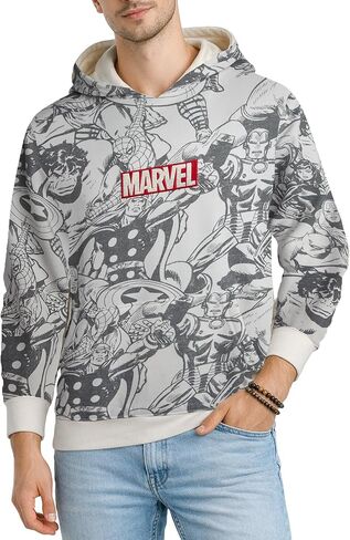 سويت شيرت بغطاء للرأس من الصوف للرجال من Marvel - Retro Iron Man، Hulk، Captain America، Thor، Spider-Man in Kuwait