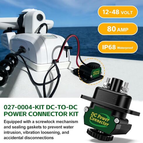 قابس محرك التصيد DC 027-0004-KIT، موصل الطاقة، طقم محرك الصيد 12 فولت - 48 فولت على شكل حرف L واستبدال التركيب الخطي المستقيم لبطارية البطارية بقدرة 80 أمبير/90 أمبير in Kuwait