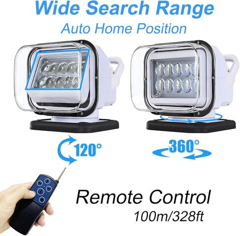 مصباح كشاف LED من Niceky للشاحنة، ضوء بحث LED عن بعد، إعادة تعيين تلقائي 360 درجة دوارة للقارب للصيد البحري على الطرق الوعرة بيك أب SUV UTV Go في الهواء الطلق، 6 مغناطيسات قوية 50 وات 5000 لومن 12 فولت 24 فولت (أبيض) in Saudi Arabia