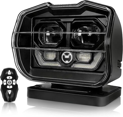 كشاف كشاف LED بجهاز تحكم عن بعد من KORKIE مع كشاف LED خارجي بقدرة 75 وات 6000 لومن، إعادة ضبط تلقائي بزاوية 360 درجة لشاحنة القوارب على الطرق الوعرة، ضوء كشاف مغناطيسي لاسلكي، مع 6 مغناطيسات قوية وبحث تلقائي in Kuwait