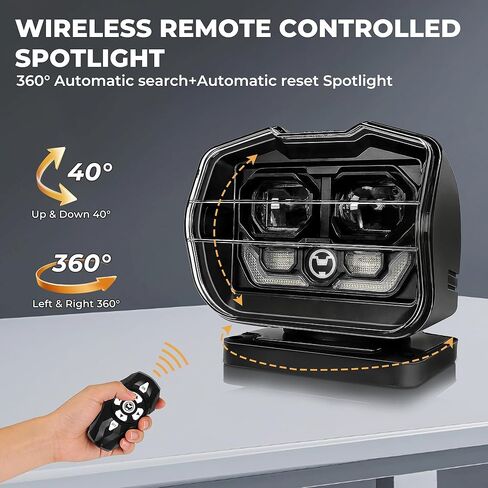 كشاف كشاف LED بجهاز تحكم عن بعد من KORKIE مع كشاف LED خارجي بقدرة 75 وات 6000 لومن، إعادة ضبط تلقائي بزاوية 360 درجة لشاحنة القوارب على الطرق الوعرة، ضوء كشاف مغناطيسي لاسلكي، مع 6 مغناطيسات قوية وبحث تلقائي in Kuwait