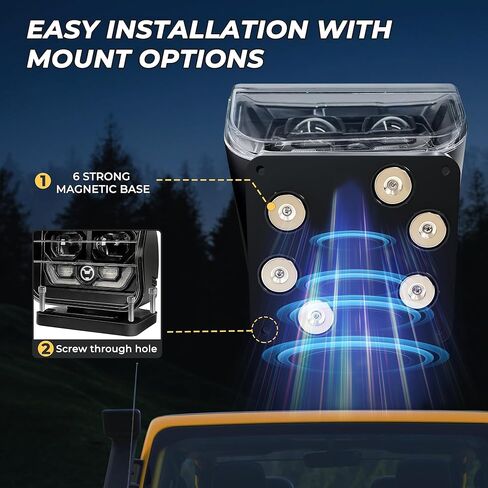 كشاف كشاف LED بجهاز تحكم عن بعد من KORKIE مع كشاف LED خارجي بقدرة 75 وات 6000 لومن، إعادة ضبط تلقائي بزاوية 360 درجة لشاحنة القوارب على الطرق الوعرة، ضوء كشاف مغناطيسي لاسلكي، مع 6 مغناطيسات قوية وبحث تلقائي in Kuwait