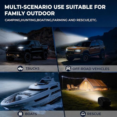 كشاف كشاف LED بجهاز تحكم عن بعد من KORKIE مع كشاف LED خارجي بقدرة 75 وات 6000 لومن، إعادة ضبط تلقائي بزاوية 360 درجة لشاحنة القوارب على الطرق الوعرة، ضوء كشاف مغناطيسي لاسلكي، مع 6 مغناطيسات قوية وبحث تلقائي in Kuwait