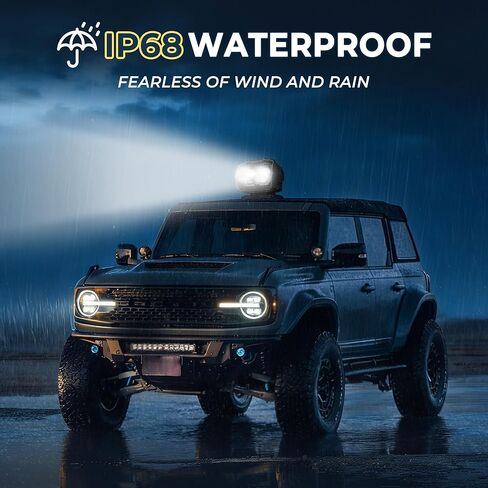 كشاف كشاف LED بجهاز تحكم عن بعد من KORKIE مع كشاف LED خارجي بقدرة 75 وات 6000 لومن، إعادة ضبط تلقائي بزاوية 360 درجة لشاحنة القوارب على الطرق الوعرة، ضوء كشاف مغناطيسي لاسلكي، مع 6 مغناطيسات قوية وبحث تلقائي in Kuwait