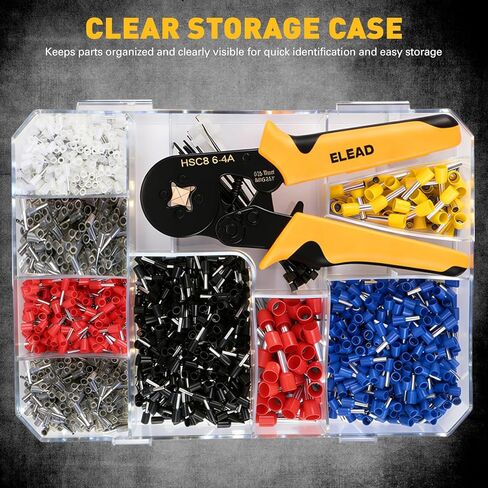 2180-Piece Ferrule Crimping Tool Kit, Wire Ferrules Connectors, Quadrilateral Crimp Ratchet Pliers for 0.25-10mm² AWG 23-7 with Wire End Ferrules Terminals, Tie Tape in Saudi Arabia
