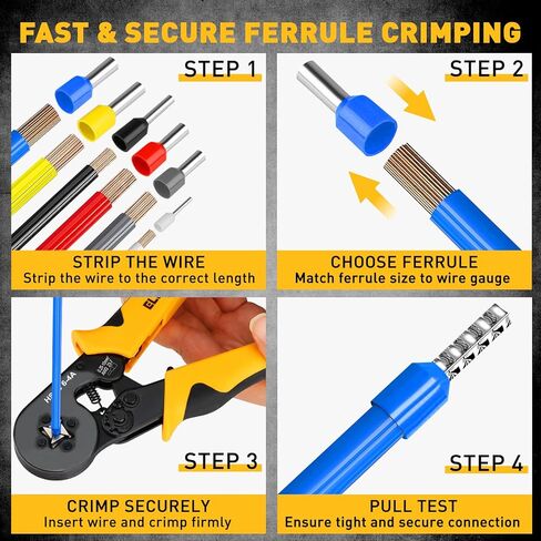 2180-Piece Ferrule Crimping Tool Kit, Wire Ferrules Connectors, Quadrilateral Crimp Ratchet Pliers for 0.25-10mm² AWG 23-7 with Wire End Ferrules Terminals, Tie Tape in Saudi Arabia