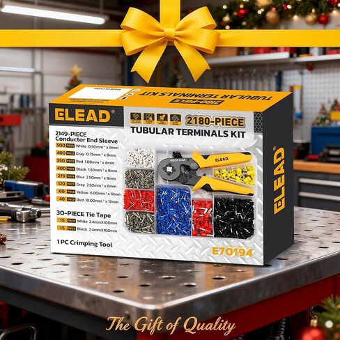 2180-Piece Ferrule Crimping Tool Kit, Wire Ferrules Connectors, Quadrilateral Crimp Ratchet Pliers for 0.25-10mm² AWG 23-7 with Wire End Ferrules Terminals, Tie Tape in Saudi Arabia