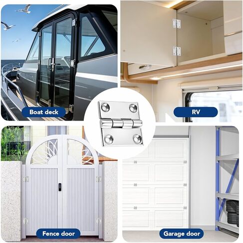 Heavy Duty Stainless Steel Square Hinge - Marine Grade 316 Equal-Sided Hinges for Boat Hatches, Toolbox, Doors & Gates (2x2 Inch-4 Pack) in Saudi Arabia