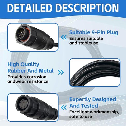 000-00099-006 Extension Cable 9 Pin 10ft Fit for Lowrance LSS-1 LSS-2 Structure scan transducer #3005.6907 in Kuwait