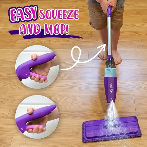 Mini Kids يرش Mop ، ألعاب Kids Mop مع بخاخ مياه حقيقي ، أطفال تنظيف الأطفال للأرضيات ، هدايا أعياد الميلاد للبنين والبنات 3 4 5 6 ، الأرجواني in Kuwait