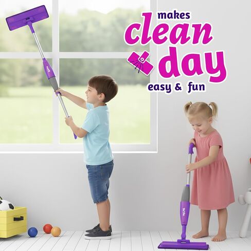 Mini Kids يرش Mop ، ألعاب Kids Mop مع بخاخ مياه حقيقي ، أطفال تنظيف الأطفال للأرضيات ، هدايا أعياد الميلاد للبنين والبنات 3 4 5 6 ، الأرجواني in Kuwait