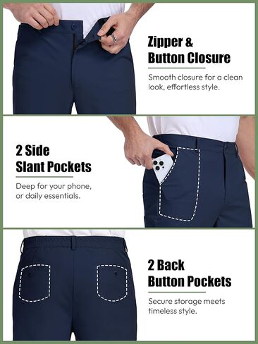 Big and Tall Mens Golf Pants 28/30/32 Inseam Stretch Work Dress Slacks Lightweight Casual Trousers with Pockets in Kuwait