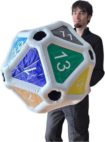 أسود بازار كبير D20 DICE قابلة للنفخ كبيرة كبيرة الألعاب العملاقة DND DND RPG الأبراج المحصنة ويناغونز in Kuwait