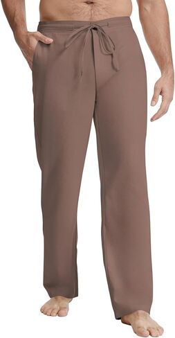 LETAOTAO Tall Linen Pants for Men 32/34/36/38 Inseam Summer Yoga Beach Long Trousers Relaxed Fit Straight Legs in Kuwait