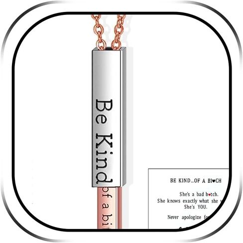 Roe Dolph Be Kind of a b Necklace Be Kind of a b Hidden Necklace 3D Engraving Vertical Bar Necklace Encouragement Pendant Necklace Friendship Necklace in Kuwait