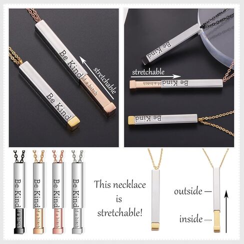 Roe Dolph Be Kind of a b Necklace Be Kind of a b Hidden Necklace 3D Engraving Vertical Bar Necklace Encouragement Pendant Necklace Friendship Necklace in Kuwait