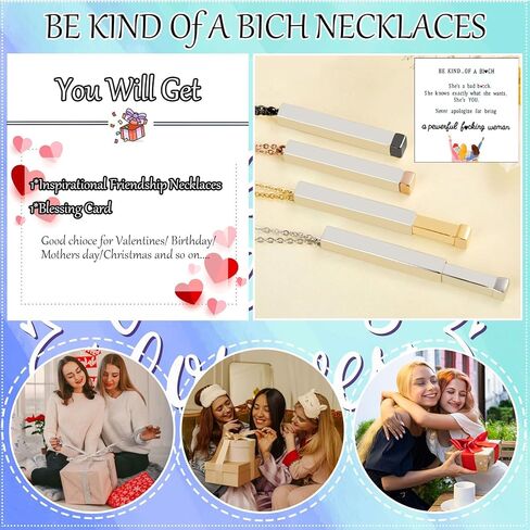 Roe Dolph Be Kind of a b Necklace Be Kind of a b Hidden Necklace 3D Engraving Vertical Bar Necklace Encouragement Pendant Necklace Friendship Necklace in Kuwait