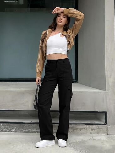 SEVEGO Tall Women's 32/34/36 Inseam Cargo Pants Straight Leg Casual Relaxed Work Trousers Streetwear Y2K 6 Pockets Chinos in Kuwait