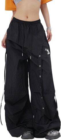 Skateboard Frog Women's Y2K Lightweight Wide-Leg Cargo Pants Baggy Hip Hop Streetwear Parachute Quick-Dry Jazz Dance in Kuwait