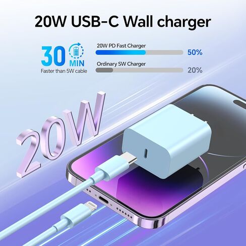 3pack 10ft cable ightning ، 20W شحن سريع فون ، سلك شاحن الهاتف كابل كابل للهاتف 14/13/12/12 PRO MAX/11/XS MAX/XR/X ، AirPods Pro-pink/Green/Black in Kuwait