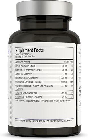 LES Labs Lyte Fuel - استبدال المنحل بالكهرباء، والقدرة على التحمل، والأداء، وتشنجات العضلات ودعم الكيتو - المغنيسيوم والزنك والبوتاسيوم والكروم - مكمل غير معدّل وراثيًا - 100 كبسولة in Saudi Arabia