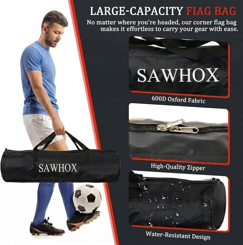 مجموعة أعلام ركن كرة القدم مع حقيبة حمل، أعلام زاوية حمراء لملاعب كرة القدم، أقطاب ABS معززة مقاس 60 بوصة للتدريب على المباريات ومثاقب الرشاقة (4 عبوات) in Kuwait