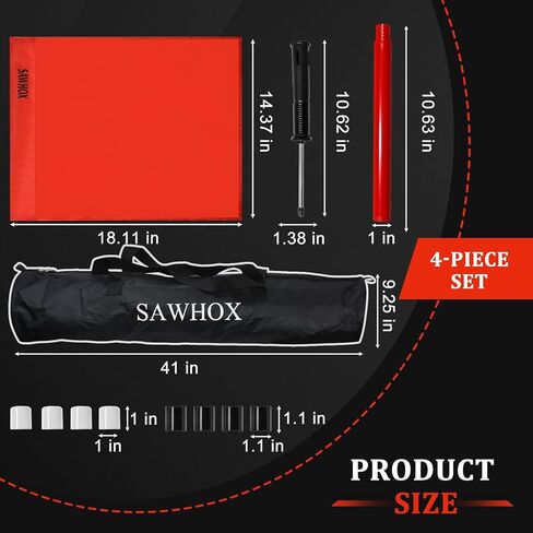 مجموعة أعلام ركن كرة القدم مع حقيبة حمل، أعلام زاوية حمراء لملاعب كرة القدم، أقطاب ABS معززة مقاس 60 بوصة للتدريب على المباريات ومثاقب الرشاقة (4 عبوات) in Kuwait