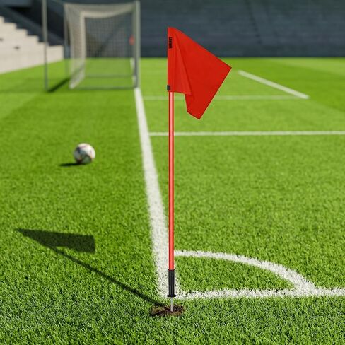 مجموعة أعلام ركن كرة القدم مع حقيبة حمل، أعلام زاوية حمراء لملاعب كرة القدم، أقطاب ABS معززة مقاس 60 بوصة للتدريب على المباريات ومثاقب الرشاقة (4 عبوات) in Kuwait