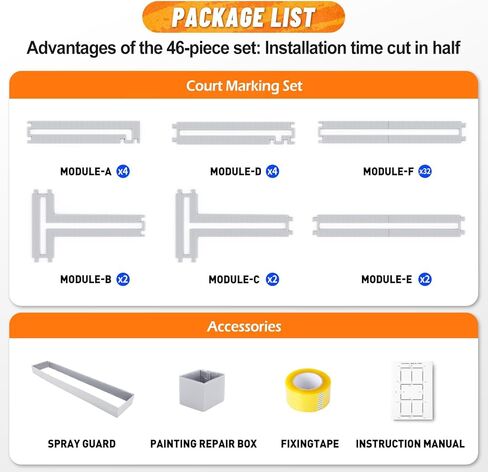 مجموعة استنسل ملعب كرة البيسبول الكاملة القابلة لإعادة الاستخدام من بروجوال للخرسانة - 46 قطعة من قوالب تحديد الخطوط مع تصميم بدون قياس للفناء الخلفي والممر وموقف السيارات in Kuwait
