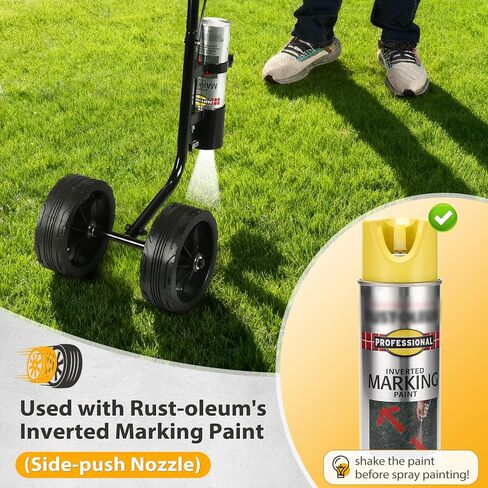 CAROD Marking Paint Wand, Dual-Wheel Line Marking Wand Sprayer Compatible with Inverted Marking Paint, Side Push Marking Stick for Ground Sport Field Parking Lot Spray Applicator in Kuwait