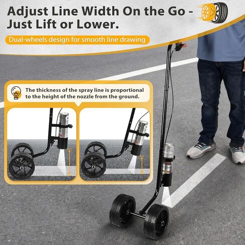 CAROD Marking Paint Wand, Dual-Wheel Line Marking Wand Sprayer Compatible with Inverted Marking Paint, Side Push Marking Stick for Ground Sport Field Parking Lot Spray Applicator in Kuwait