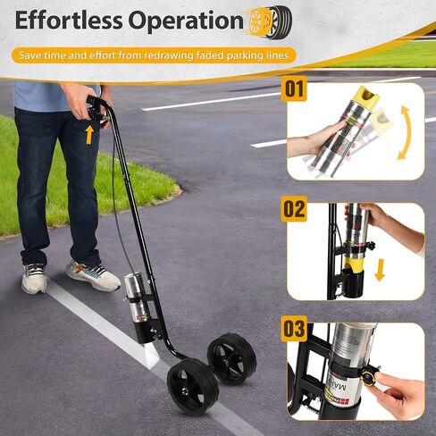 CAROD Marking Paint Wand, Dual-Wheel Line Marking Wand Sprayer Compatible with Inverted Marking Paint, Side Push Marking Stick for Ground Sport Field Parking Lot Spray Applicator in Kuwait
