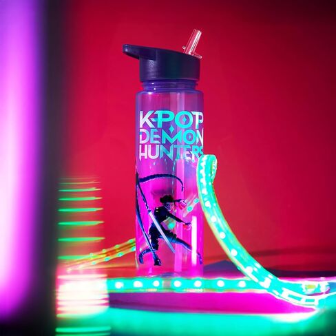 KPop Demon Hunters Officially Licensed Huntrix Water Bottle for Girls, 25oz Leak Proof with Straw Lid, Gifts for Girls in Saudi Arabia