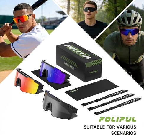 3 Pack Polarized Sports Sunglasses Men Women, Running Mens Sunglasses UV Protection for Baseball Cycling Fishing in Saudi Arabia