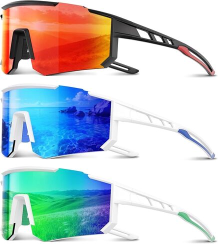 3 Pack Polarized Sports Sunglasses Men Women, Running Mens Sunglasses UV Protection for Baseball Cycling Fishing in Saudi Arabia