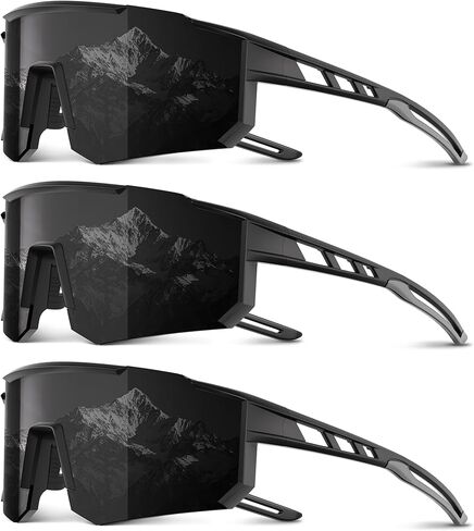 3 Pack Polarized Sports Sunglasses Men Women, Running Mens Sunglasses UV Protection for Baseball Cycling Fishing in Saudi Arabia