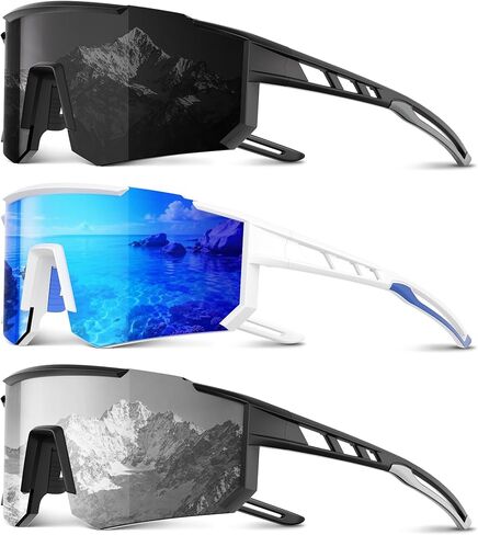 3 Pack Polarized Sports Sunglasses Men Women, Running Mens Sunglasses UV Protection for Baseball Cycling Fishing in Saudi Arabia
