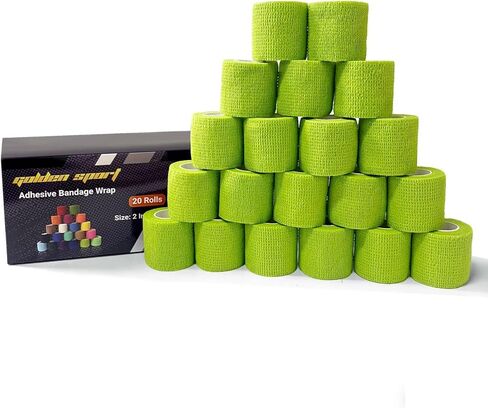 20 حزمة من الضمادات ذاتية اللصق، شريط رياضي أزرق، 2 × 5 ياردات من الضمادات المرنة المتماسكة، أغطية ذاتية الالتصاق قابلة للتنفس للإبهام والأصابع والرياضة والمعصم والكاحل والتورم in Kuwait