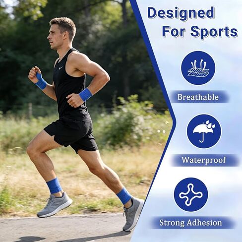 20 Pack Self Adhesive Bandage, Blue Athletic Tape, 2" x 5 Yards Elastic Cohesive Bandage Wrap, Breathable Self Adherent Wraps for Thumb, Finger, Sports, Wrist, Ankle and Swelling in Saudi Arabia