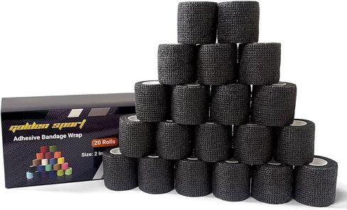 20 Pack Self Adhesive Bandage, Blue Athletic Tape, 2" x 5 Yards Elastic Cohesive Bandage Wrap, Breathable Self Adherent Wraps for Thumb, Finger, Sports, Wrist, Ankle and Swelling in Saudi Arabia