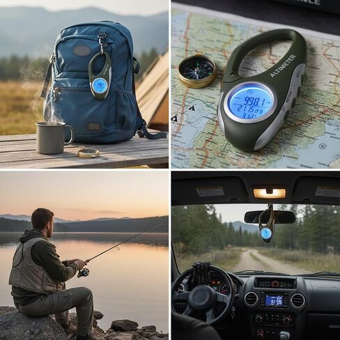 Digital Altimeter Barometer Thermometer for Hiking Camping Fishing - Portable Handheld Outdoor Sports Gear with Backlight Display,Car Travel Accessories in Kuwait