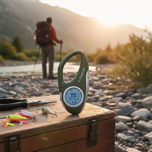 Digital Altimeter Barometer Thermometer for Hiking Camping Fishing - Portable Handheld Outdoor Sports Gear with Backlight Display,Car Travel Accessories in Kuwait