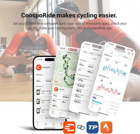 COOSPO Color Touchscreen GPS Bike Computer CS600, Wireless IPX7 Waterproof Cycling GPS Speedometer with Bluetooth/ANT+, Backlight Route Navigation, Support Bike Radar & 36H Battery Life in Kuwait