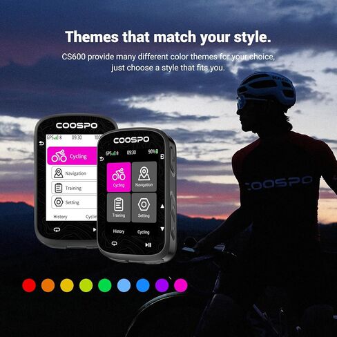 COOSPO Color Touchscreen GPS Bike Computer CS600, Wireless IPX7 Waterproof Cycling GPS Speedometer with Bluetooth/ANT+, Backlight Route Navigation, Support Bike Radar & 36H Battery Life in Kuwait